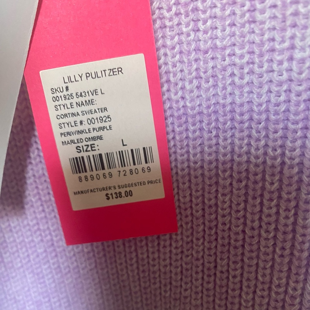 New Lilly Pulitzer Cortina Long Sleeve Sweater Periwinkle
Purple Ombre. Large - Picture 4 of 10